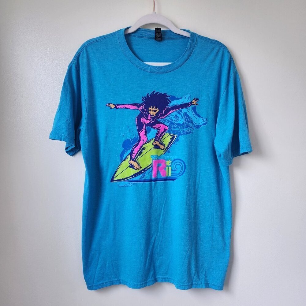 Wilflex Rio Epic Blue Surfer Graphic Tee Shirt Men's Large